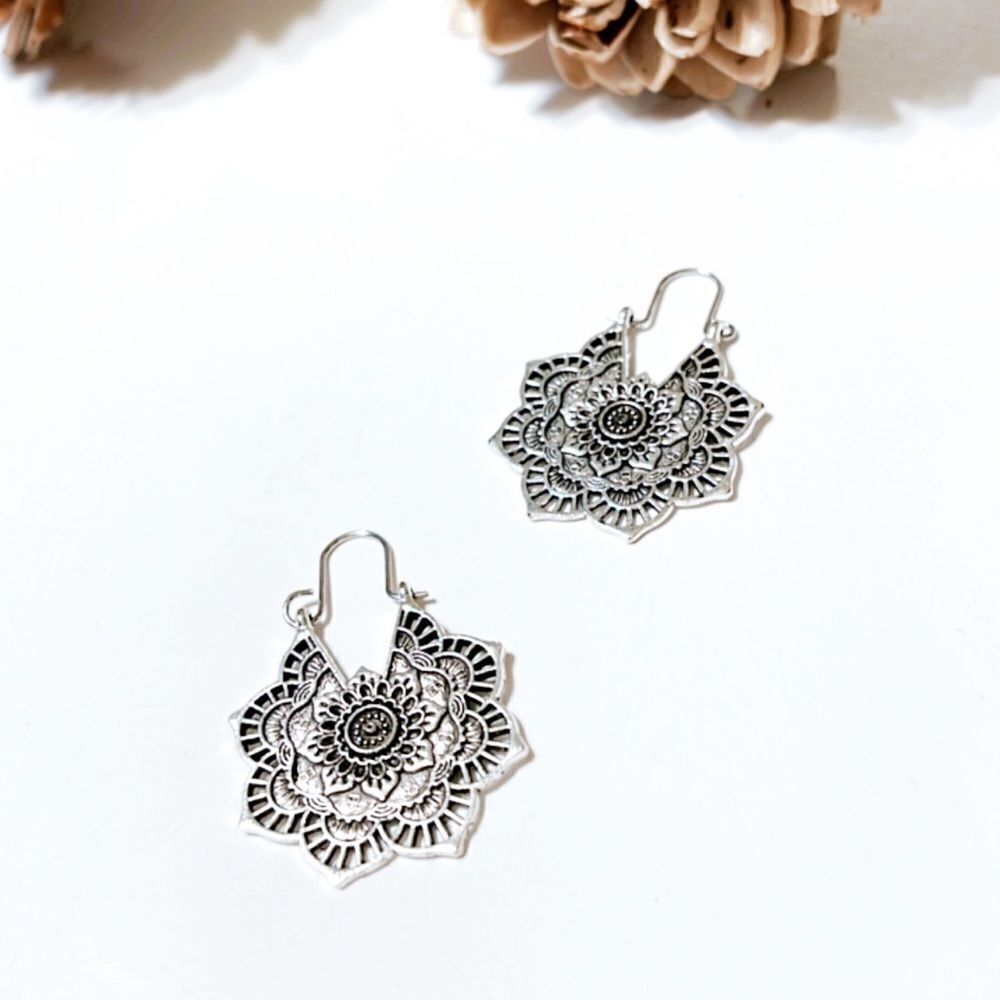 Boho statement hoop earrings M74 - Picture 6 of 7